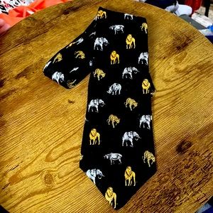 Into Africa Elephant, tiger animal, navy blue Mens  tie